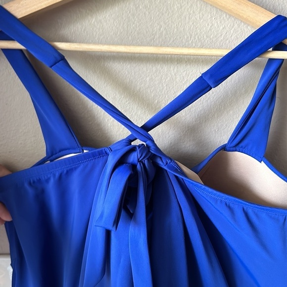 SWIM BY CACIQUE Royal Blue Cris-Cross Back Tankini Top - Picture 6 of 8